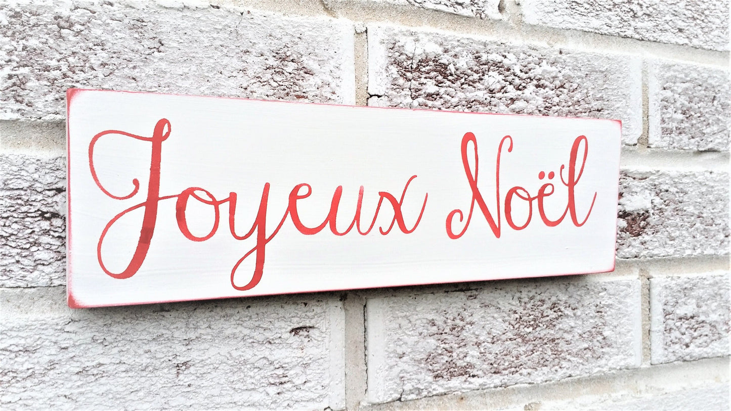 Merry Christmas sign, Joyeux Noel sign, Shabby Chic christmas decor, shabby chic signs, Paris decor, french country christmas decor