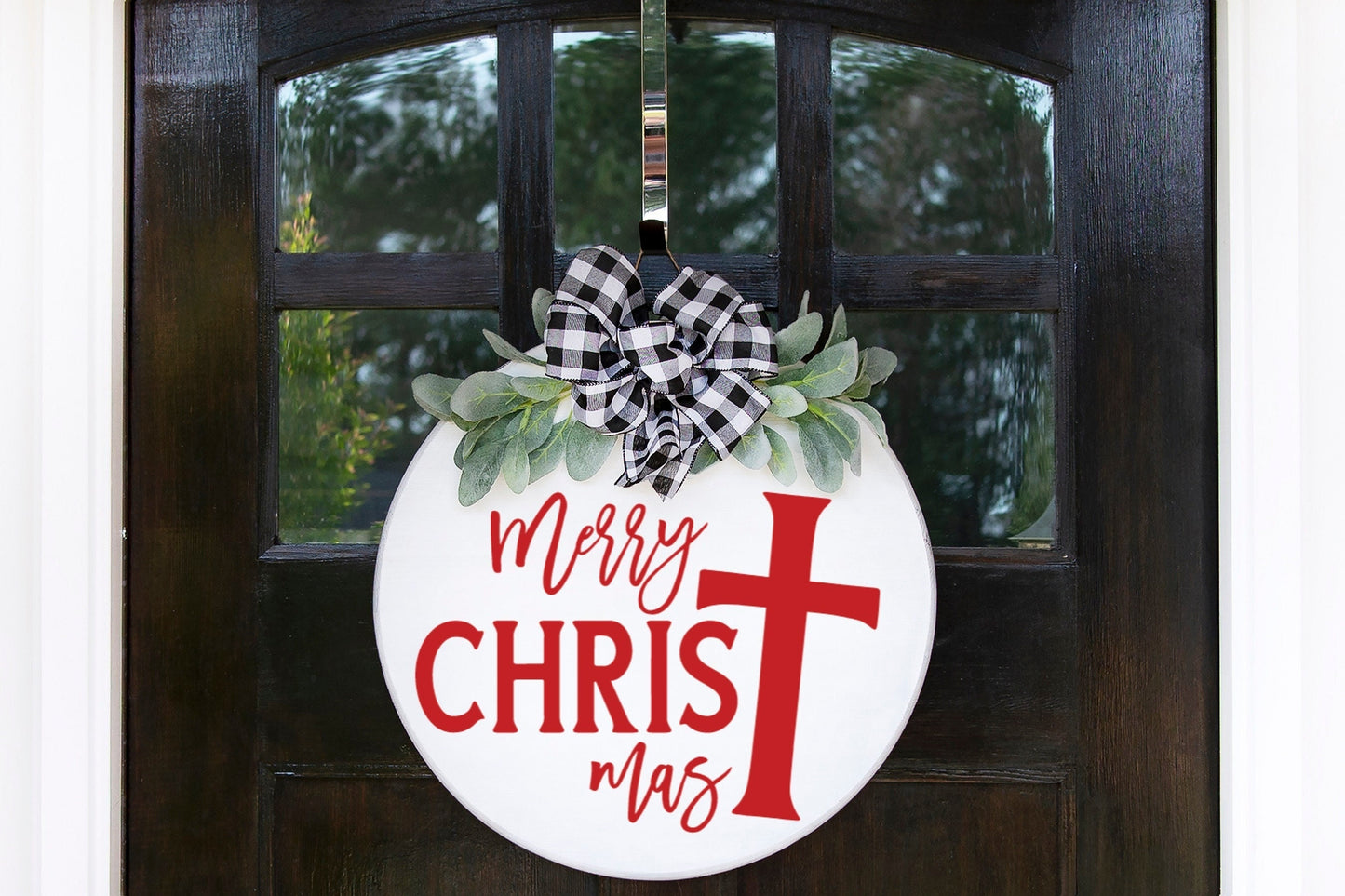 Front door decor Merry Christmas sign, front door sign Christmas,Merry Christmas with cross, Christian Christmas decor, front door wreath