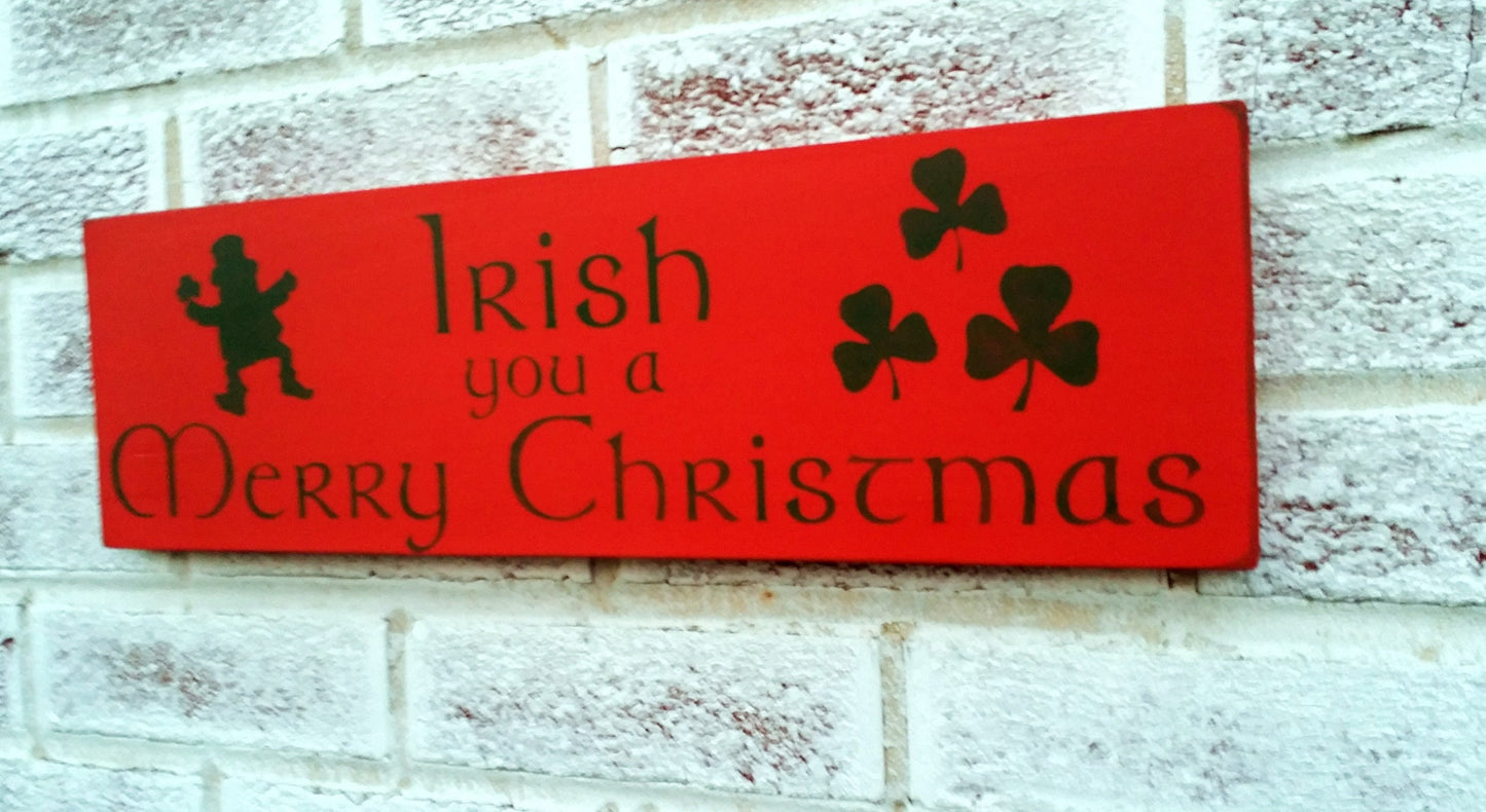 Irish you a Merry Christmas sign, Merry Christmas Sign, Irish gifts for women, Merry Christmas sign wood, front door sign christmas,i wish