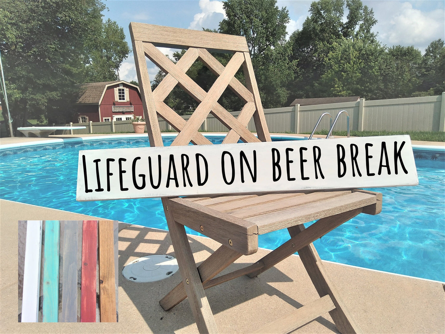 Lifeguard on beer break sign, funny pool signs, funny pool decor, funny lifeguard sign, swimming pool art, swimming pool decor