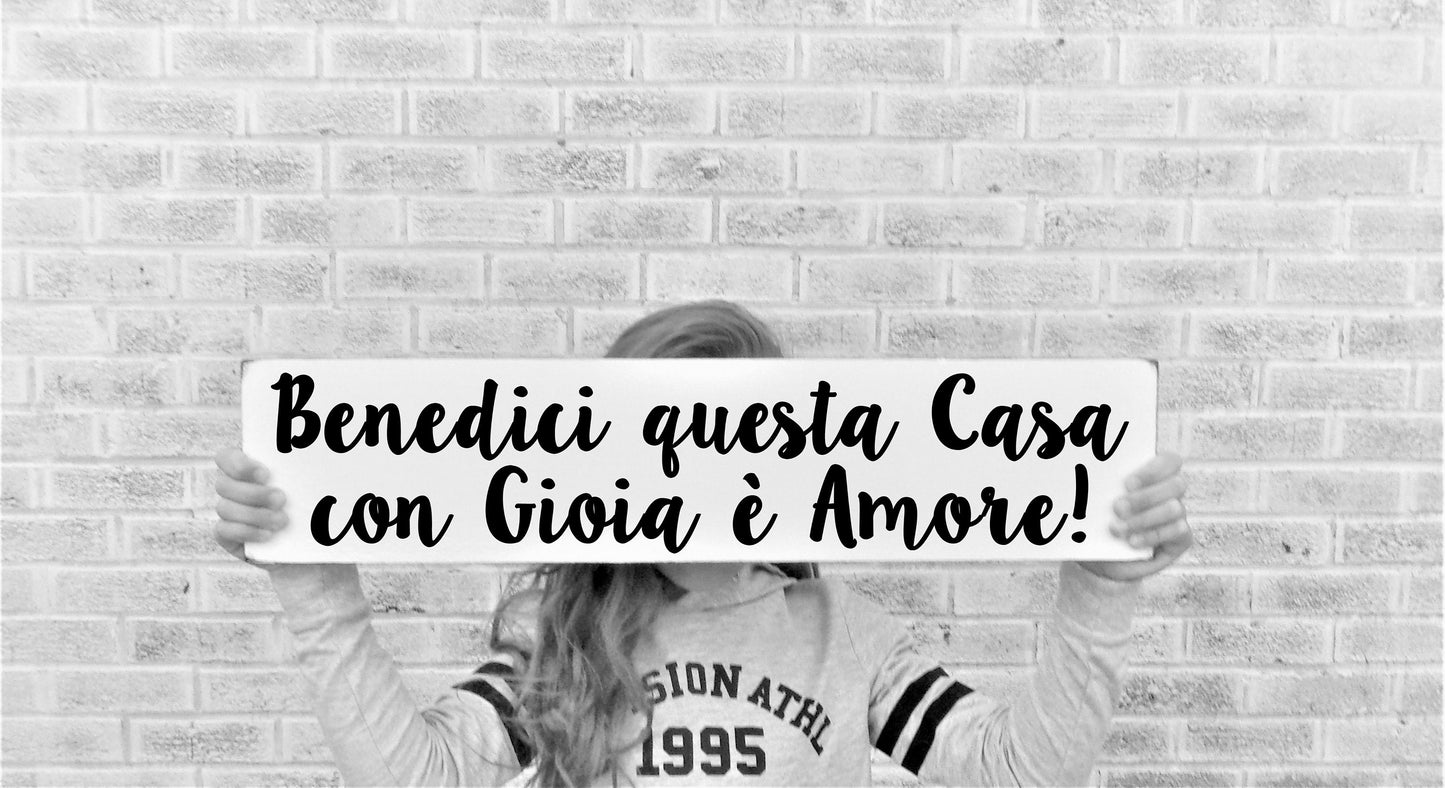 Bless this home sign, Bless this home with love and laughter sign, Italian blessing sign, House blessing sign,housewarming gift for couple