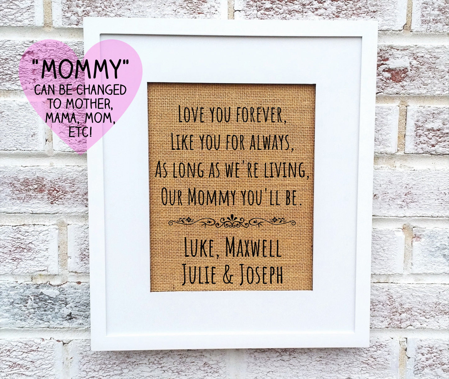 Mom gift personalized, gift for mom from daughter, mom gift custom,, Love you forever sign, gift for mom sign, Love you forever wall art