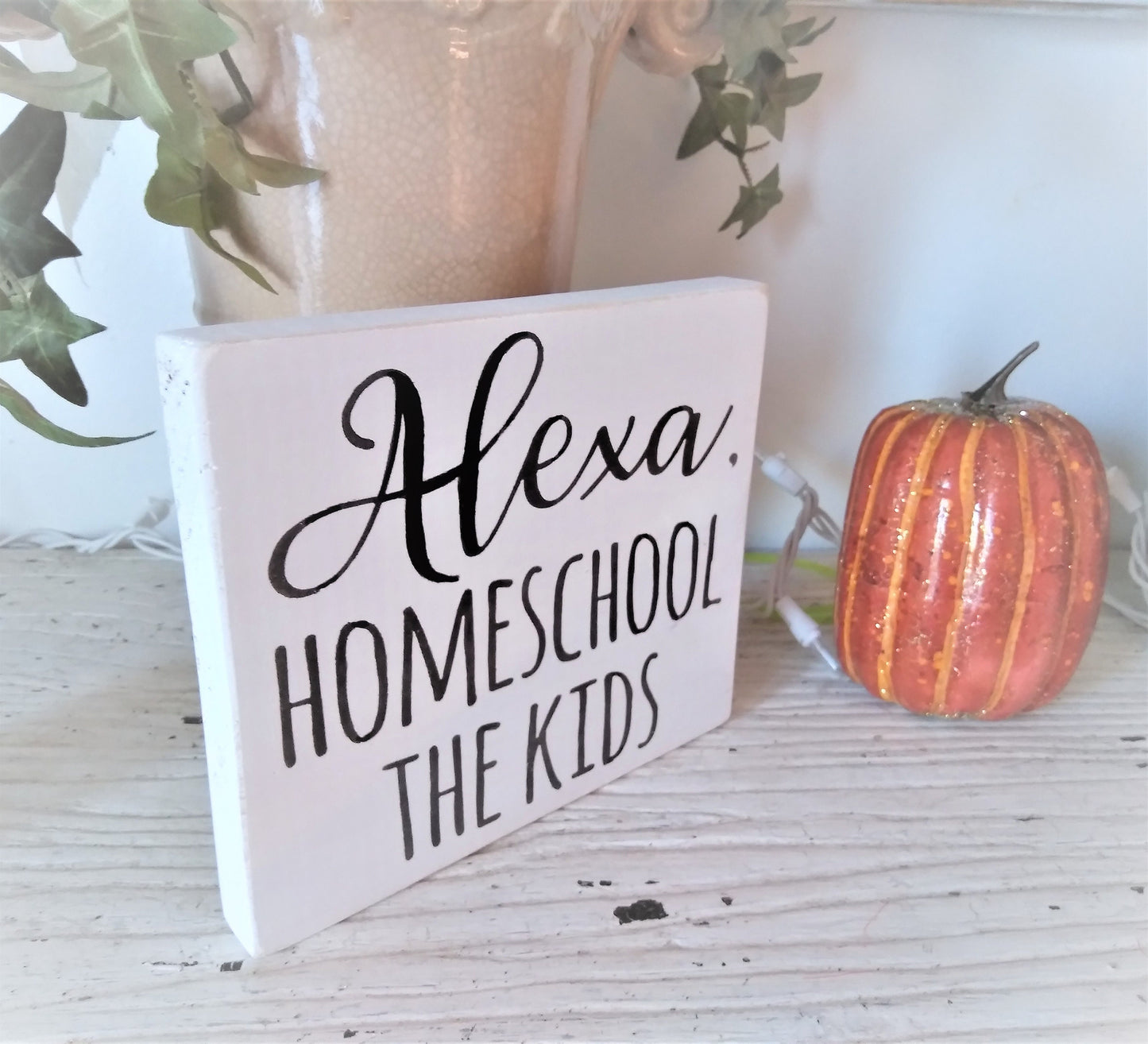 Funny Alexa signs, Alexa homeschool the kids, Homeschool mom, Homeschool decor, Homeschool sign, Homeschool momma, homeschool mom gift
