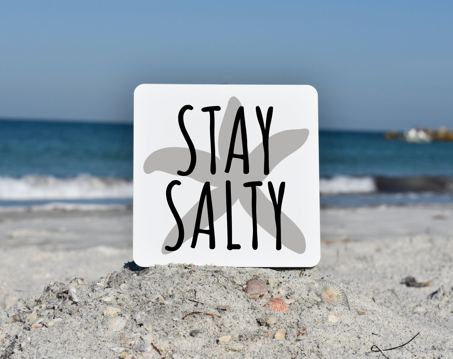 Beach signs decor, Mini signs beach, Stay Salty sign, tiered tray beach decor, beachy signs,starfish decor.small signs with sayings,minature