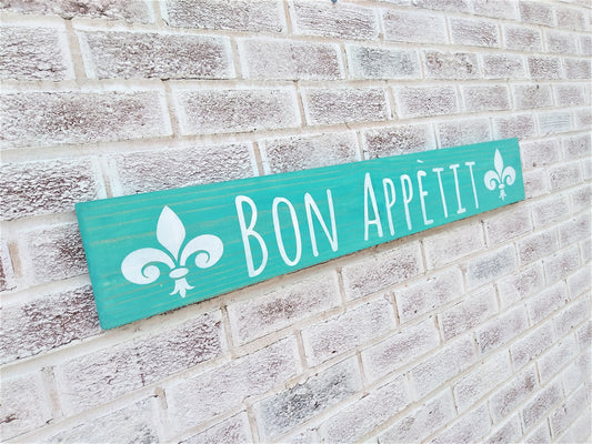 Bon Appetit kitchen sign, Bon Appetit sign, French Country kitchen decor, Bon Appetit kitchen decor, fleur de lis wall decor, French kitchen