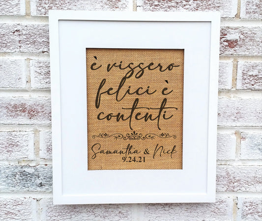 Happily Ever After sign, Personalized wedding gifts, And they lived happily ever after,personalized bridal shower gift, Italian couples gift