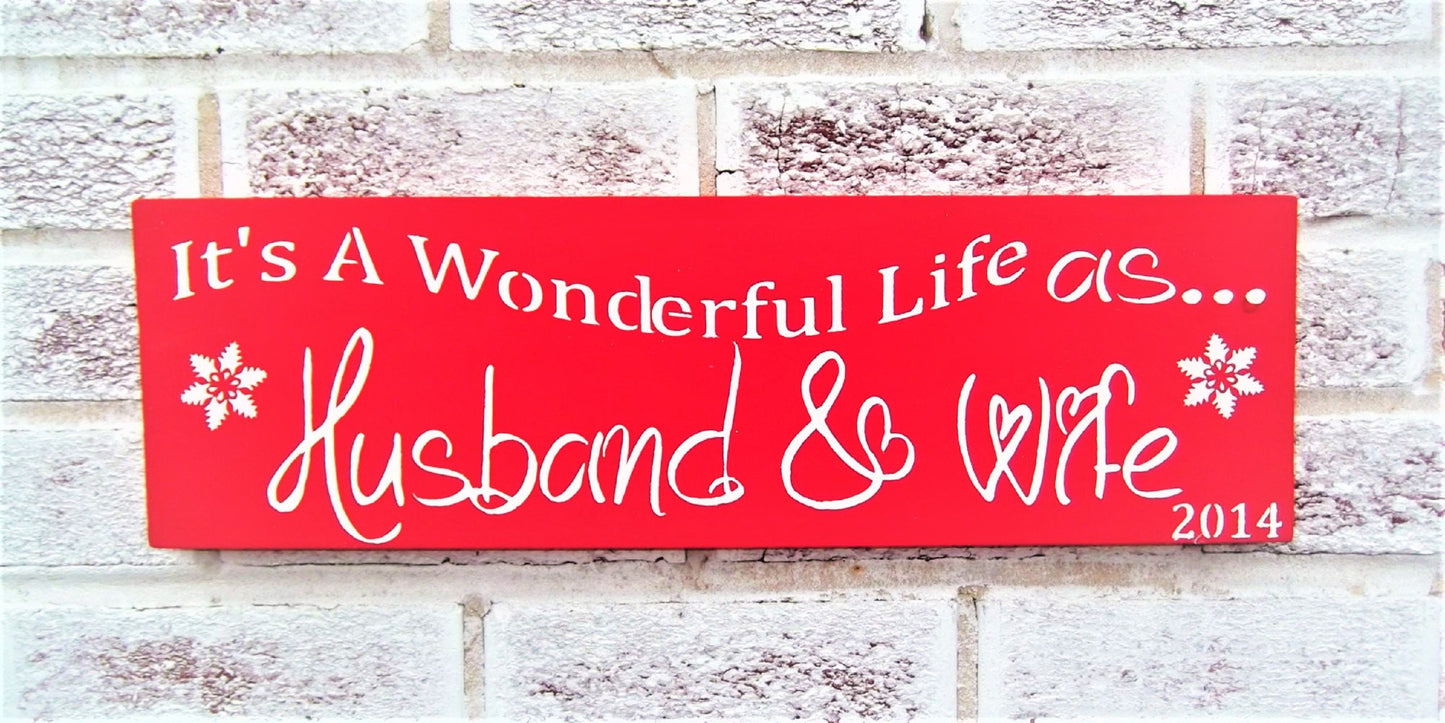 It's a Wonderful Life sign, First Christmas married, Christmas Wedding Decor, Christmas Wedding Signs, first christmas as mr and mrs,
