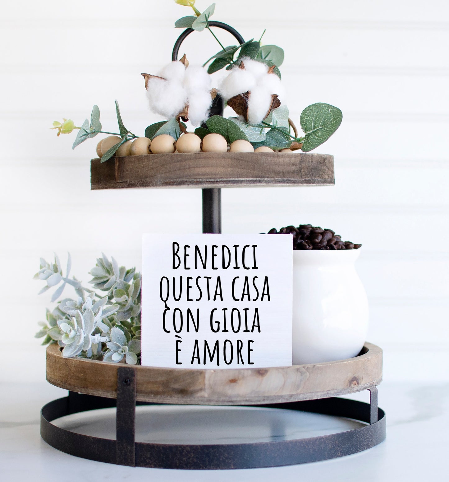 Bless this home with love and laughter sign, Housewarming gift ideas, Housewarming party decor, Benedici sign, Italian phrase, Italian words