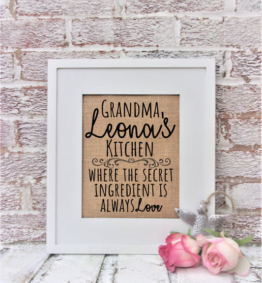 Grandmother gift personalized, Grandmas kitchen sign, personalized Christmas gifts, for grandma, from grandkids, secret ingredient is love