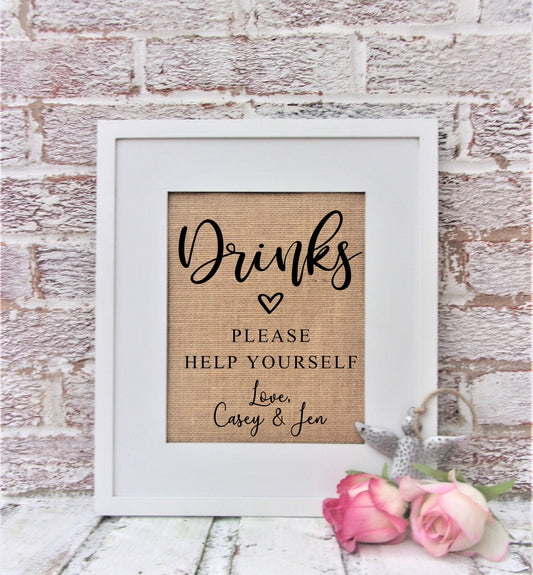 Wedding Bar Signs, Personalized wedding bar signs, Drinks Help Yourself sign, Wedding Reception decorations, Bar signs, Wedding Signs