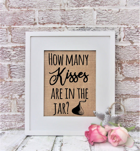 How many kisses sign, bridal shower games, How many kisses are in the jar, party game ideas, bridal shower games prints