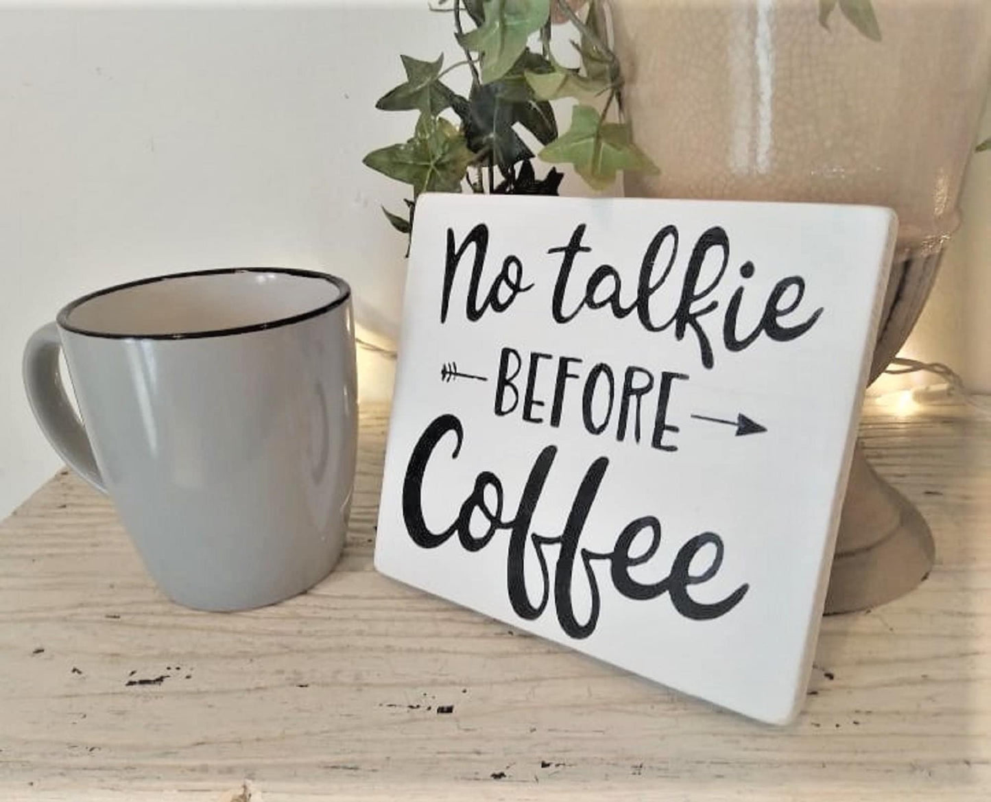 Coffee signs for kitchen, coffee signs, No talkie before coffee, tiered tray signs, mini signs that stand,coffee bar decor,coffee lover gift