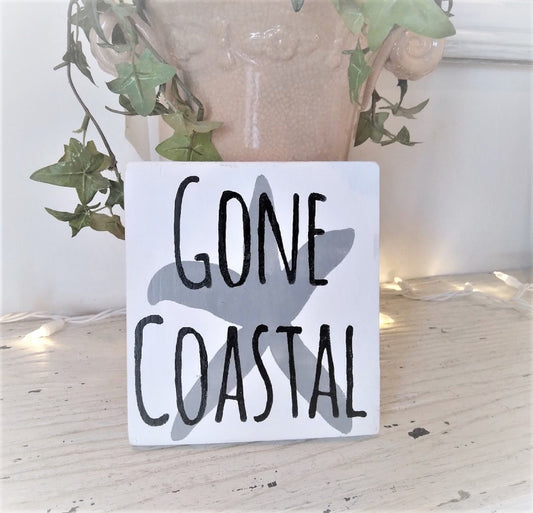 Coastal wall art, Coastal decor, Beach signs, coastal wall decor , Gone Coastal sign, tiered tray beach decor, wood beach signs, starfish