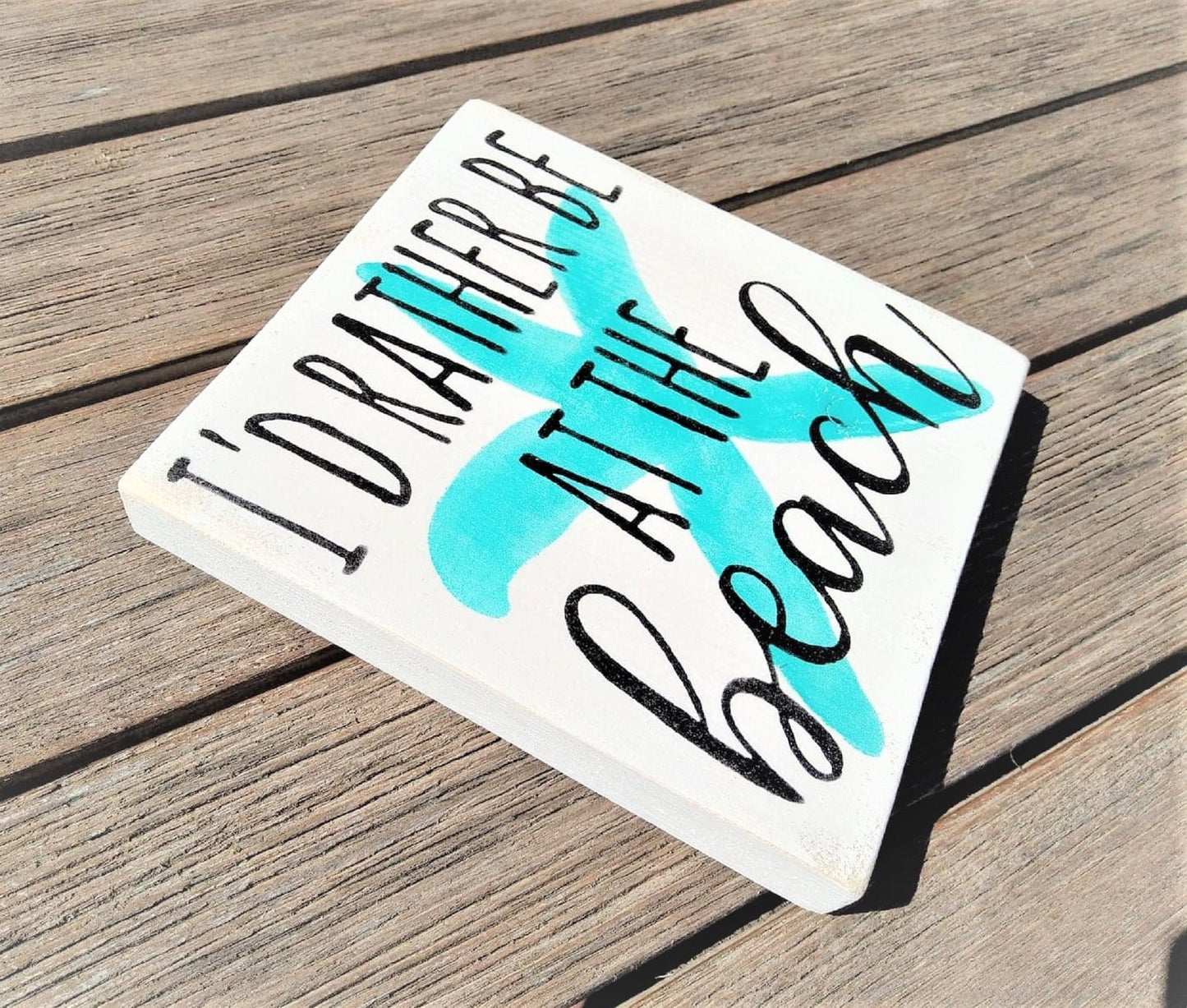 I'd rather be at the beach sign, beach signs, beachy decorations, beach house decor, beach house signs, mini signs for tiered tray beach
