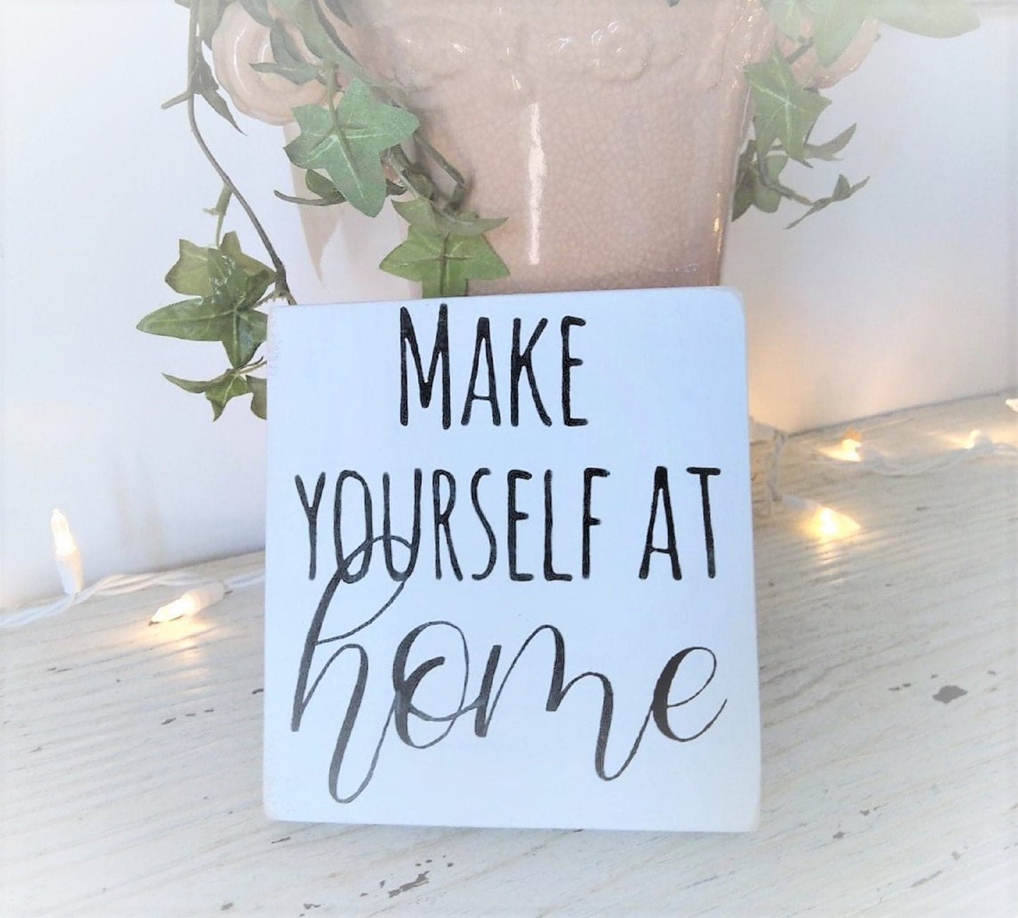 Make yourself at home sign, guest room decor, guest bedroom wall decor, guest bedroom sign, welcome sign entryway, welcome sign, mini signs
