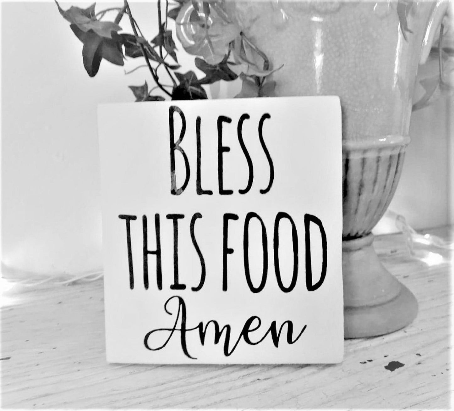 Bless the food before us, kitchen prayer sign, kitchen prayer plaque mini, mini signs, with sayings, that stand, tiered tray