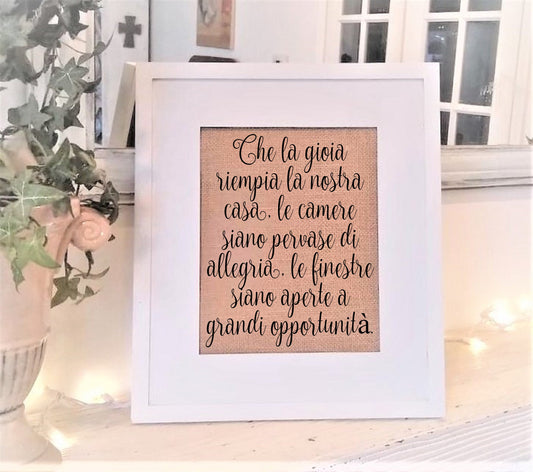 Housewarming gifts, Italian gifts, Italian house blessing sign, New home blessing sign, new home gift, Italian phrases, Italian wall art