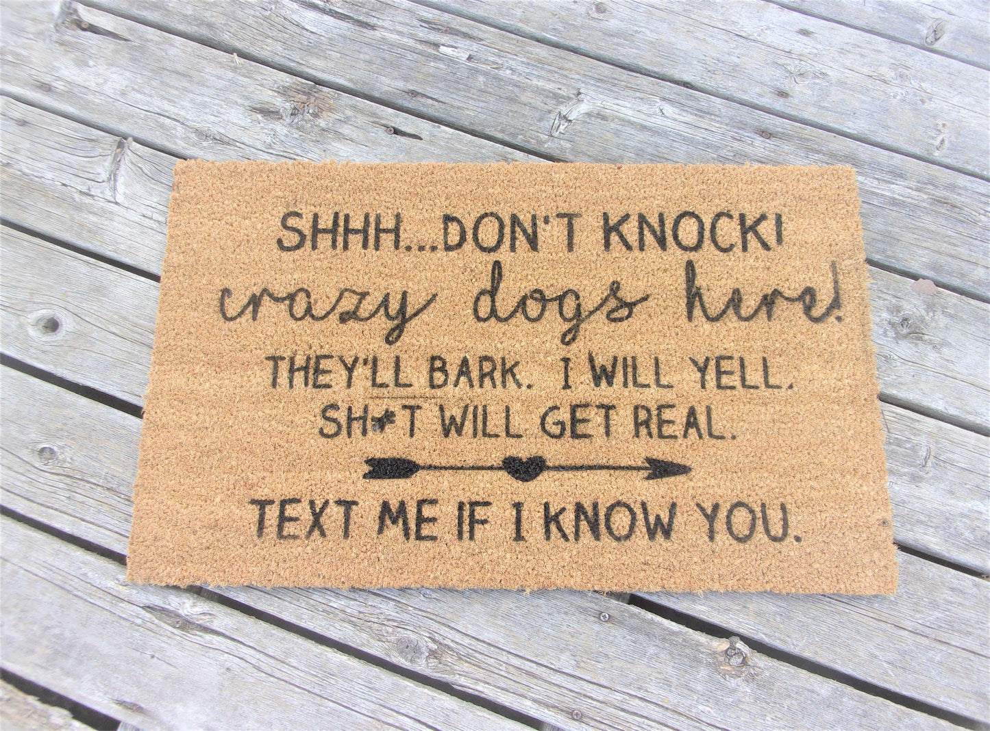 Do not knock crazy dogs, door mat dogs, do not knock sign crazy dogs, crazy dogs sign, funny dog lover gift, do not knock sign, dogs doormat