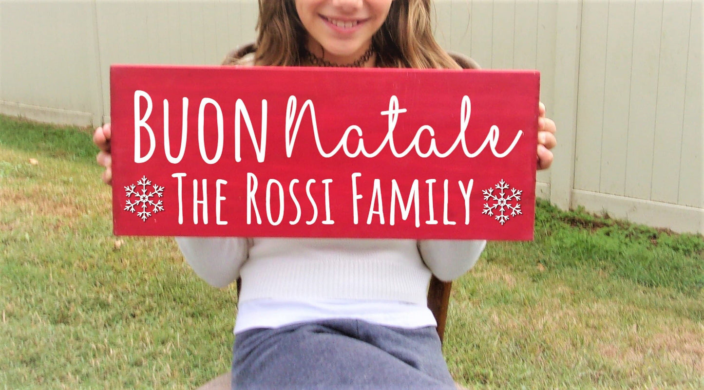Merry Christmas sign, Buon Natale sign, Personalized family gift, Italian Merry Christmas sign, Christmas family name sign, Italian gifts