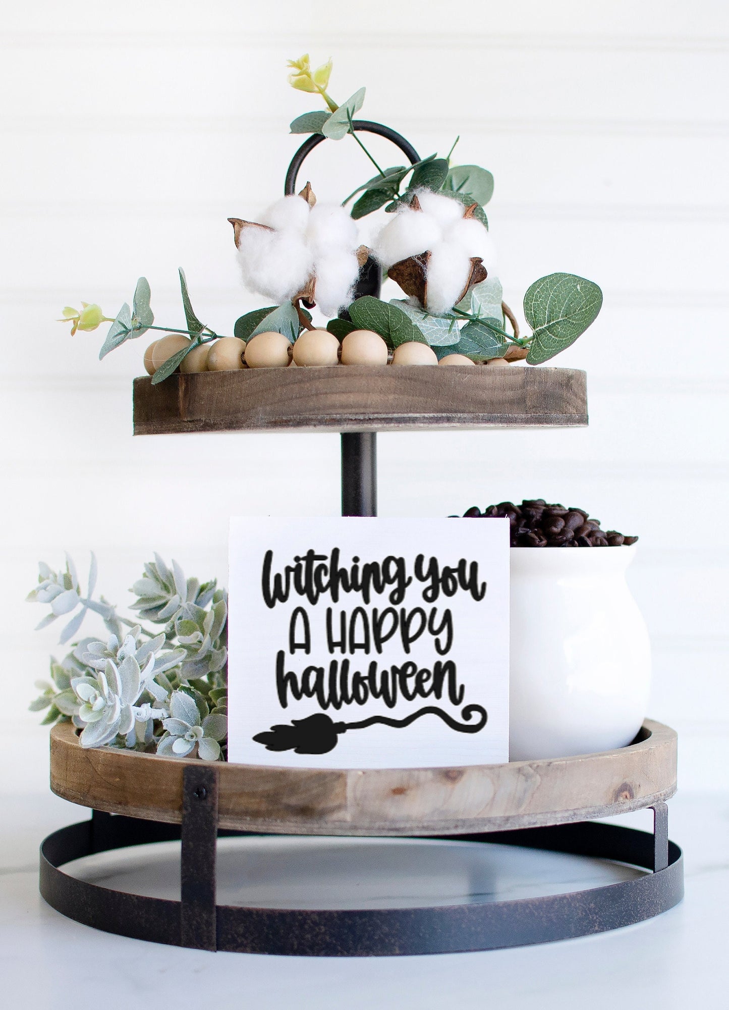Witching you a Happy Halloween, mini Halloween signs, mini fall signs, tiered tray decor Halloween, Halloween party sign, table signs