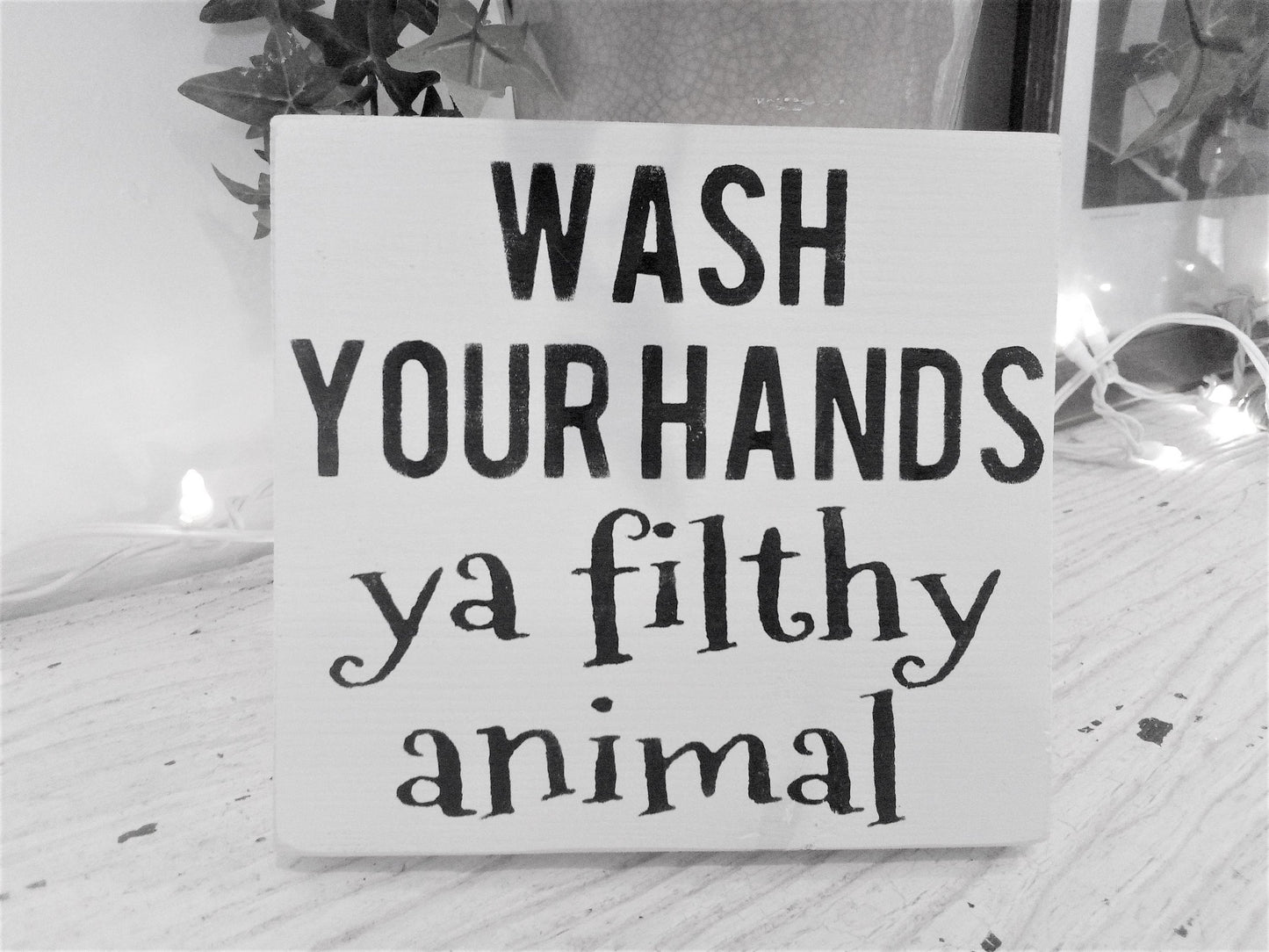 Wash your hand ya filthy animal sign,funny bathroom signs, funny powder room signs, wash your hands sign, mini signs for bathroom,Home Alone