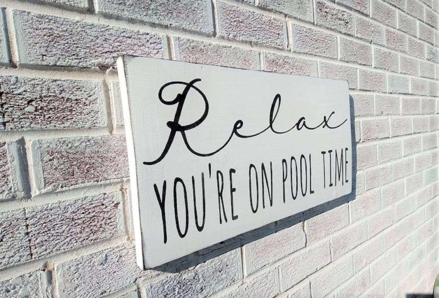 Relax you're on pool time sign, swimming pool decor, pool signs, swimming pool art, wood pool signs, pool signs for outdoor, swimming gifts