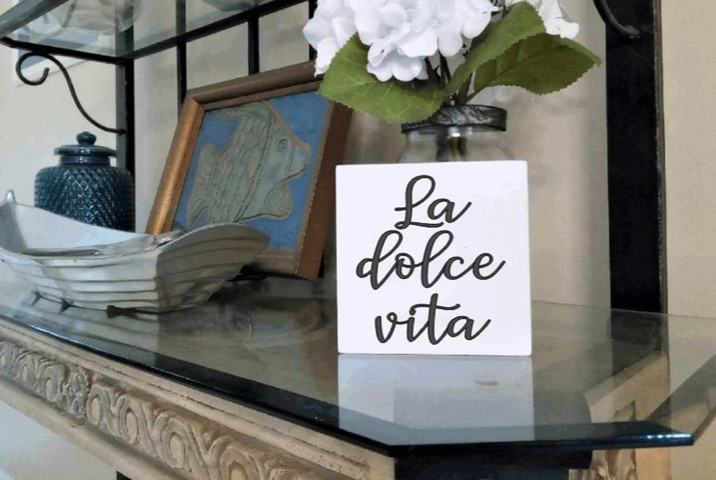 Italian signs for home, Italian farmhouse tiered tray signs,Italian gifts Christmas,La famiglia e tutto, mangia sign,benedici sign,la cucina