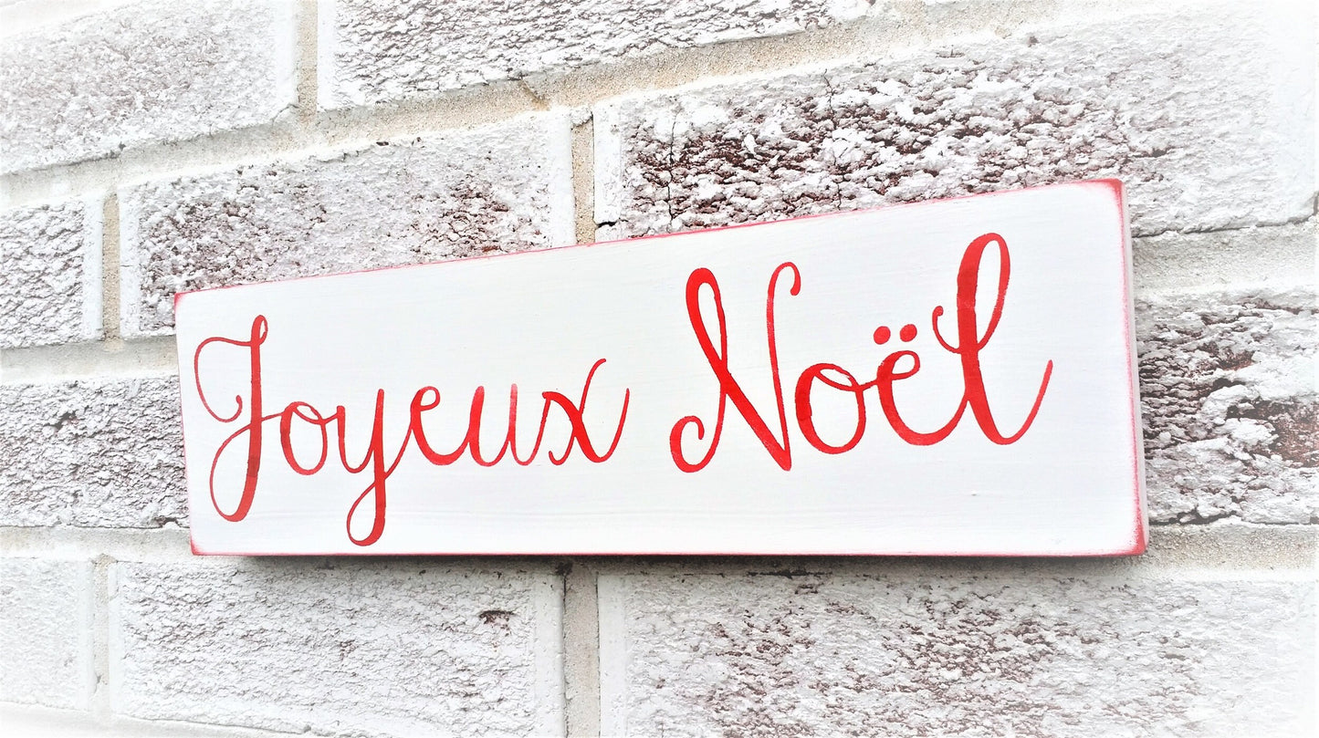 Merry Christmas sign, Joyeux Noel sign, Shabby Chic christmas decor, shabby chic signs, Paris decor, french country christmas decor