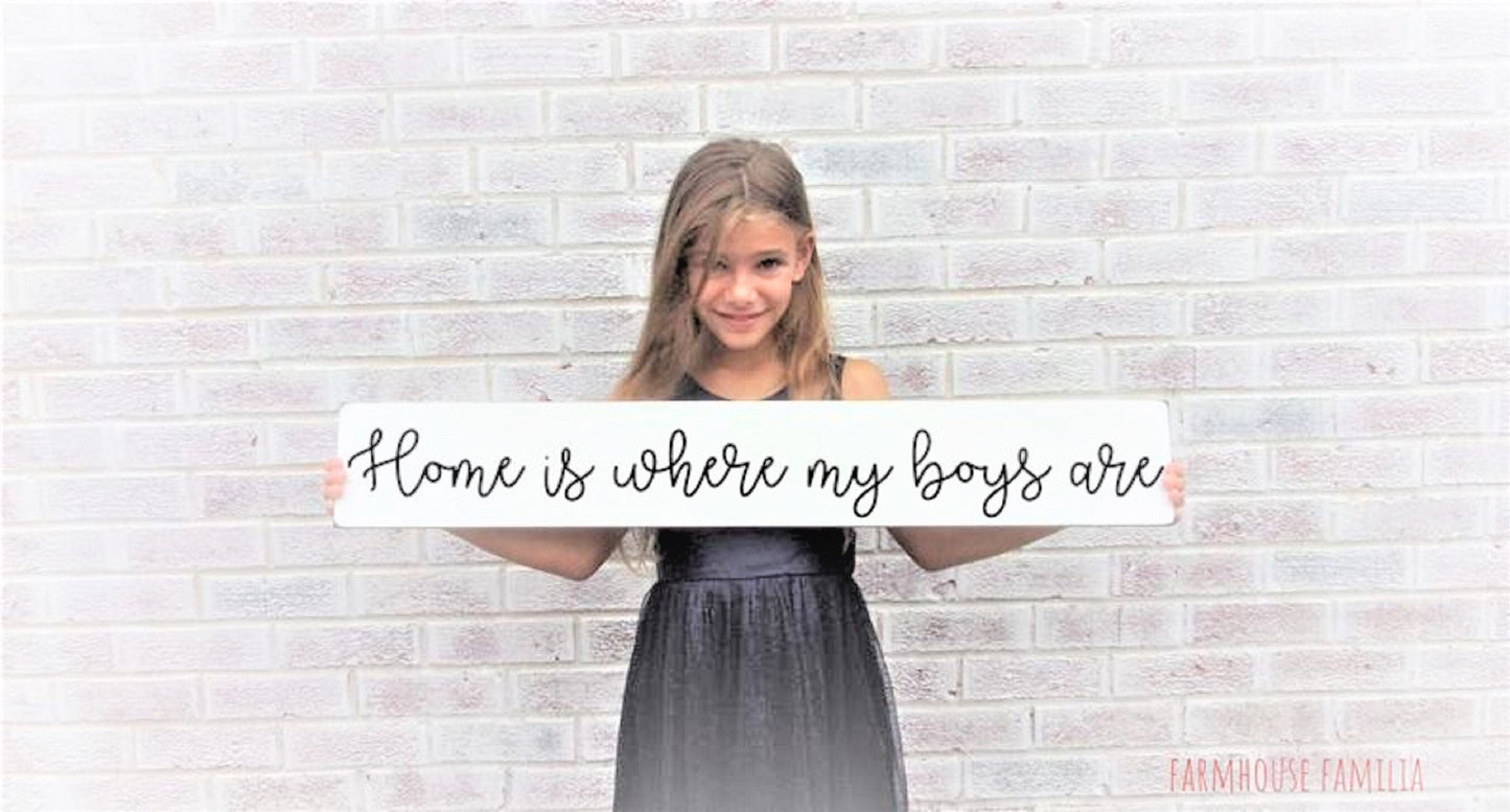 Gift for Mom,  personalized gifts for mom, gift for mom birthda, Mom gift from son, Mom Christmas gift,home is where my boys are sign,