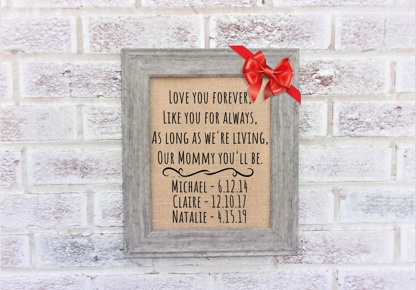 Add a frame burlap prints, gift for women, wedding signs, Mother's Day gift,framed burlap print, framed wall art, gift for grandma,Christmas