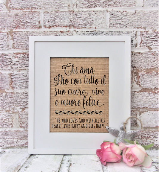 Catholic art, Catholic gifts, Italian gifts, Italian wall art, Italian blessing, He who loves God, Italian wall decor, nonna gifts, Italy