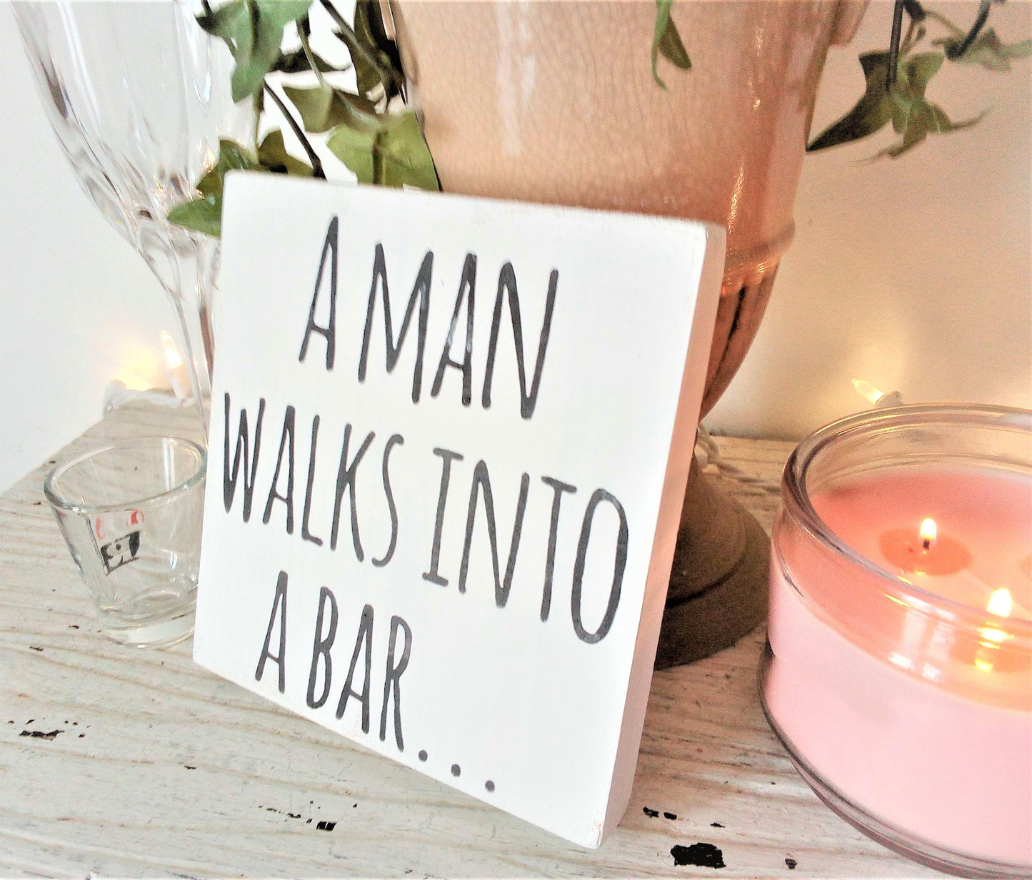 Bar sign for home bar, bar signage, funny bar signs, a man walks into a bar sign, man cave bar sign, gifts for him, bar decor for home bar