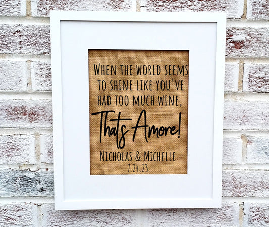 Wedding bar signs, Bar signs for wedding, wedding bar decor, wedding signs, wedding reception signs, wood wedding signs, That's Amore sign
