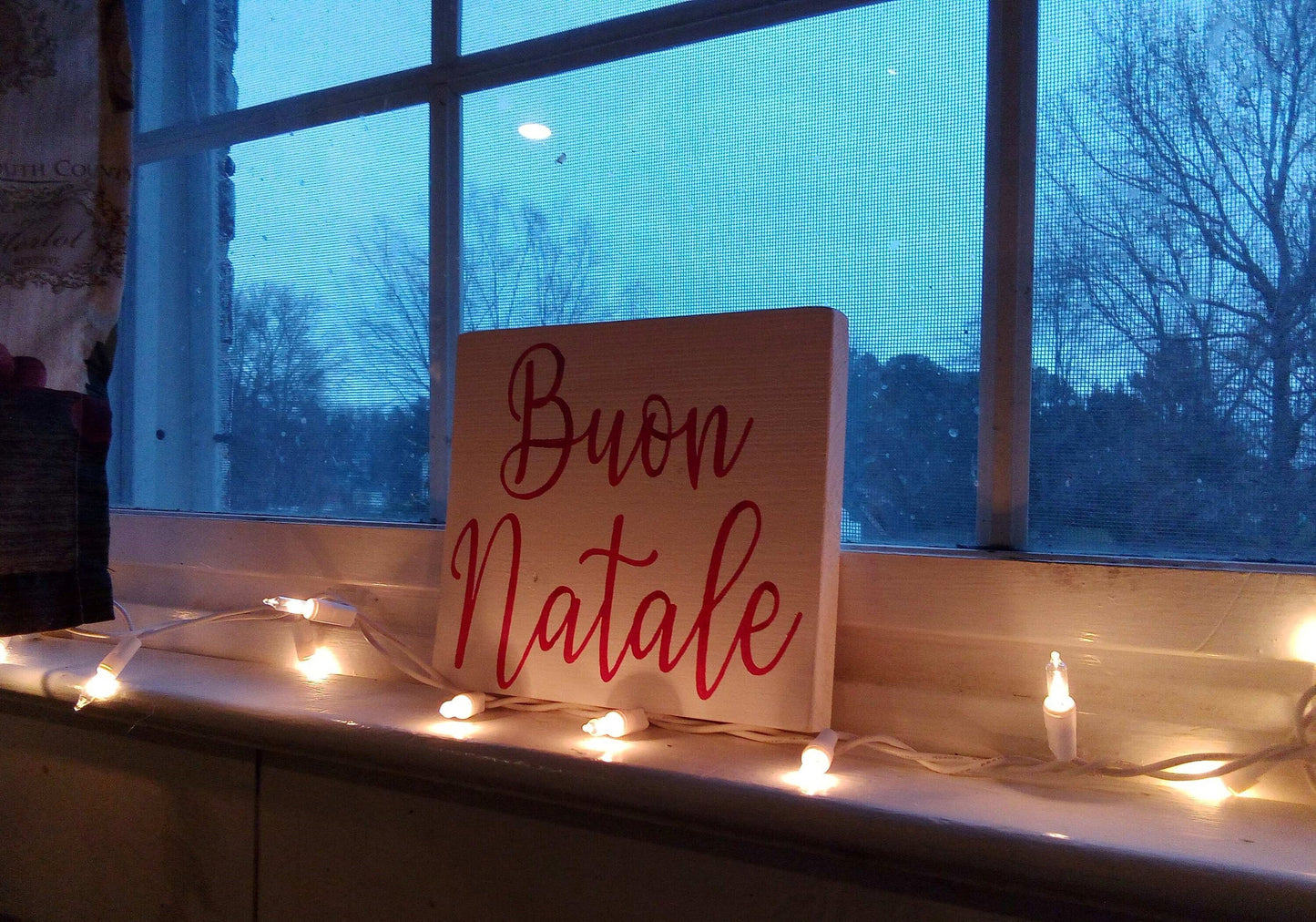 Buon Natale sign, Merry Christmas sign in Italian, Italian Christmas decor, Italian Christmas gifts, Merry Christmas sign for mantle, Italy