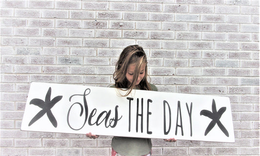 Seas the day sign, Ocean wall art, ocean wall art large, ocean decor for bedroom, ocean decor aesthetic, ocean decor for bathroom,ocean art