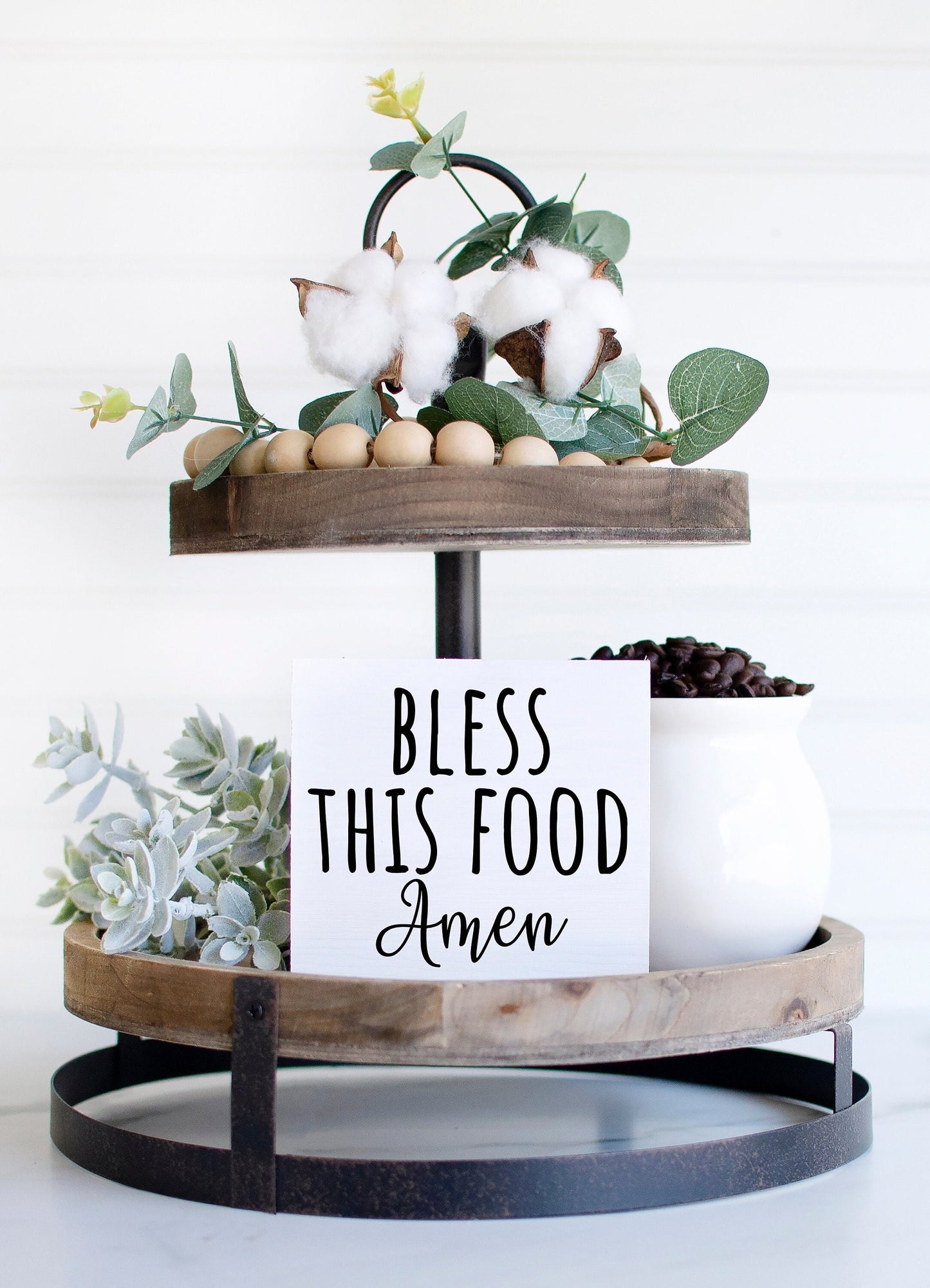 Bless the food before us, kitchen prayer sign, kitchen prayer plaque mini, mini signs, with sayings, that stand, tiered tray