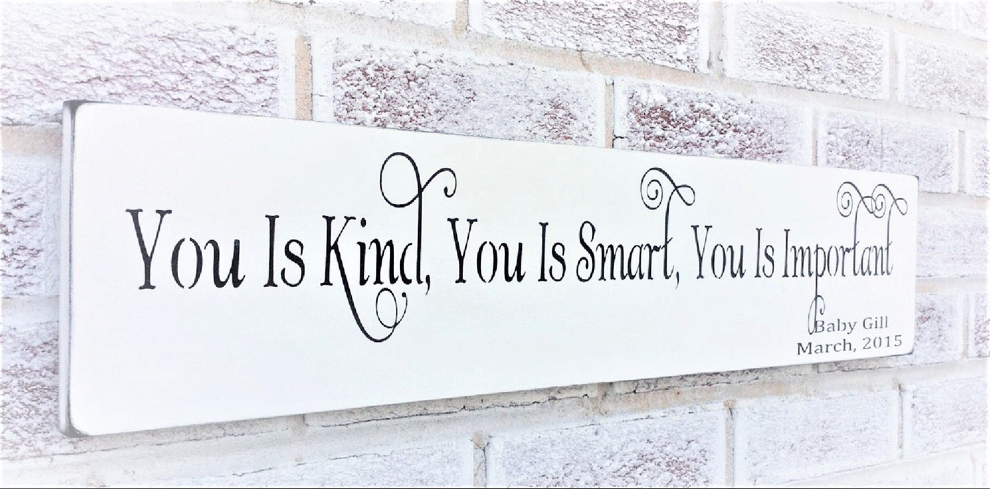 You is kind you is smart you is important, The Help, baby shower gift girl, personalized baby shower gift,African American baby shower gifts