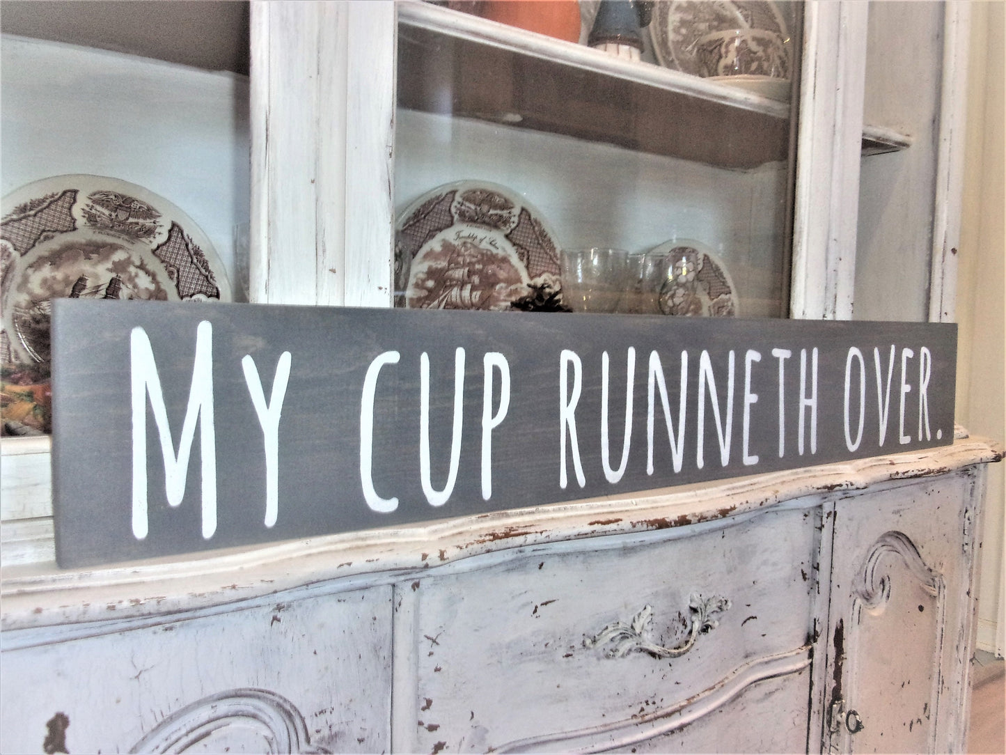 My cup runneth over sign, Rae Dunn inspired,Christian gifts Christian wall art,psalm 23, my cup overflows,Christian art,Bible verse wall art