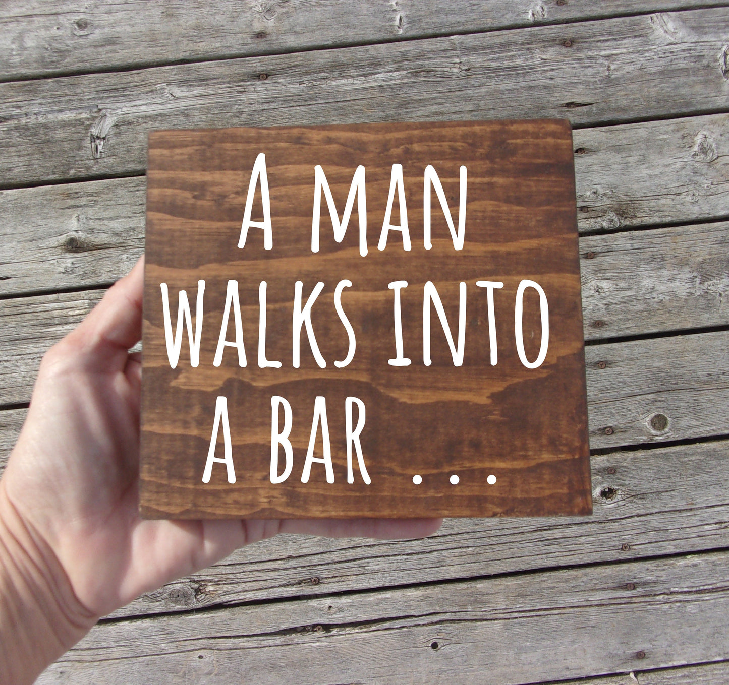 Bar sign for home bar, bar signage, funny bar signs, a man walks into a bar sign, man cave bar sign, gifts for him, bar decor for home bar