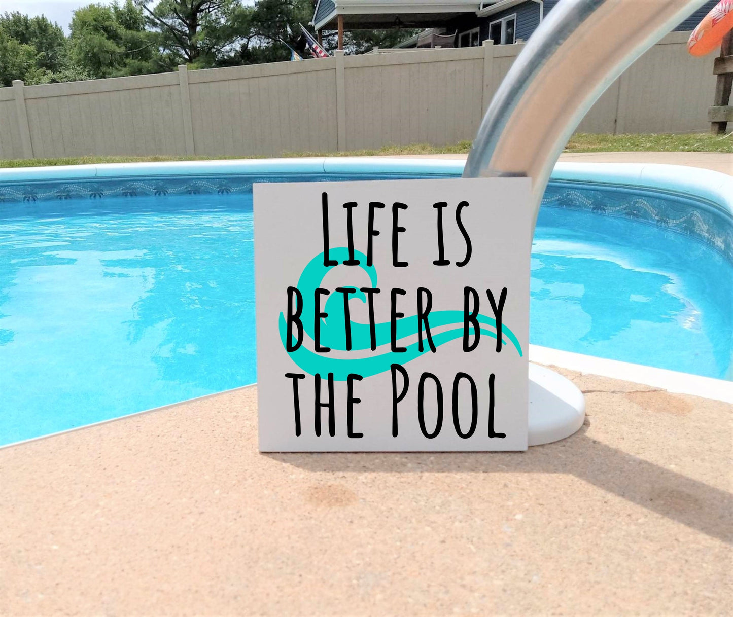 Life is better by the pool sign, Swimming Pool Decor, Life is better by the pool decor, Rustic Wood Pool Signs, Pool decorations