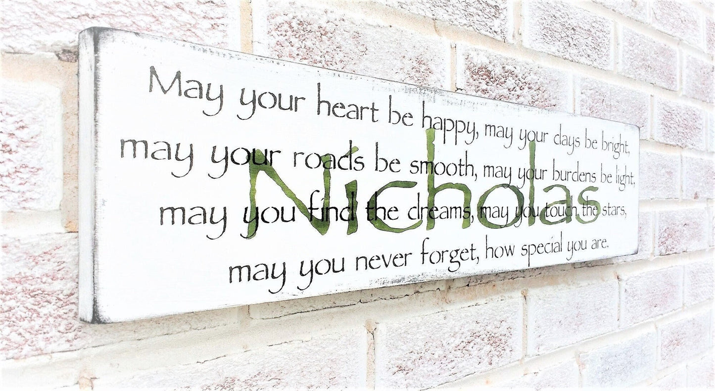 Baby shower gift personalized, personalized baby shower gift, baby gift boy, baby gift girl, Irish baby gift, Irish blessing sign for baby
