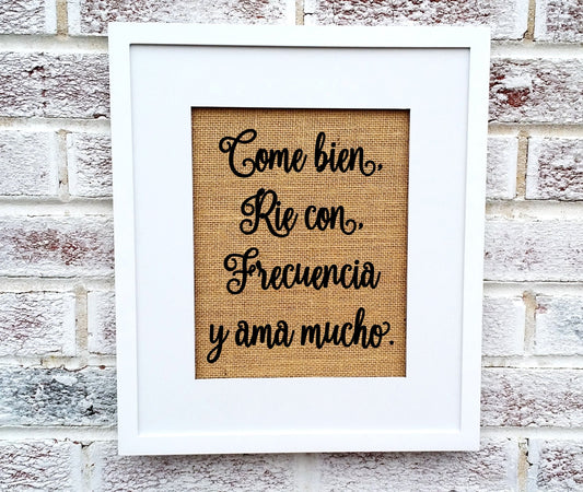 Eat Well Laugh Often Love Much, Spanish gifts for Mom, Mexican kitchen decor, Spanish gift for women, Spanish Kitchen signs, mexican gifts