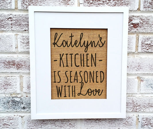 Seasoned with love sign, chef gifts, cook gifts, farmhouse kitchen decor, farmhouse kitchen signs, restaurant signage, restaurant decor