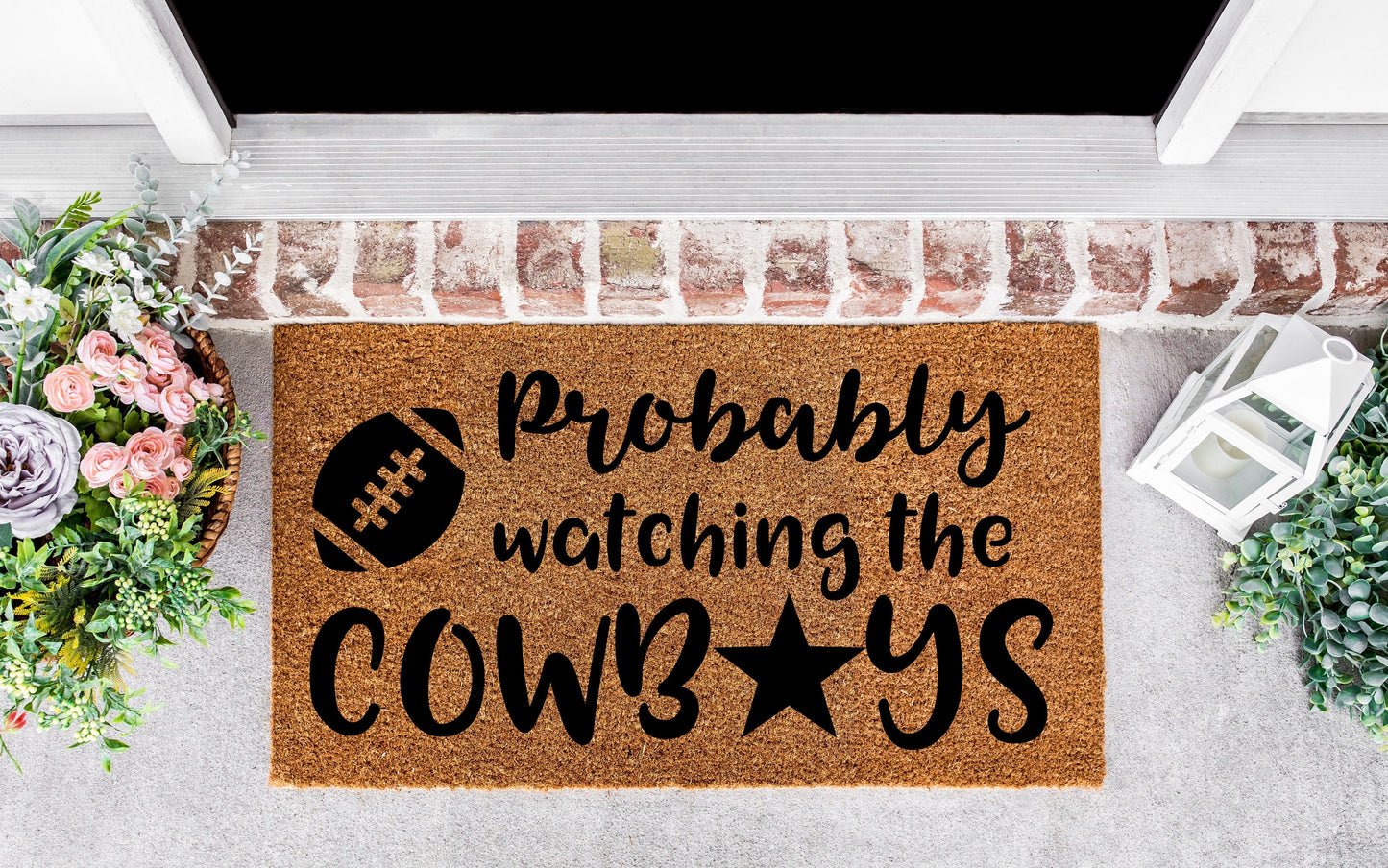 Probably watching the Cowboys door hanger, Dallas, cowboys gifts, texas, Texan, gift for him, Christmas, gifts for men, football gift