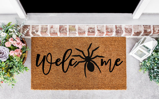 Halloween welcome mat, spiderHalloween decor, spider halloween sign, spooky doormat, halloween party decorations, doormat halloween