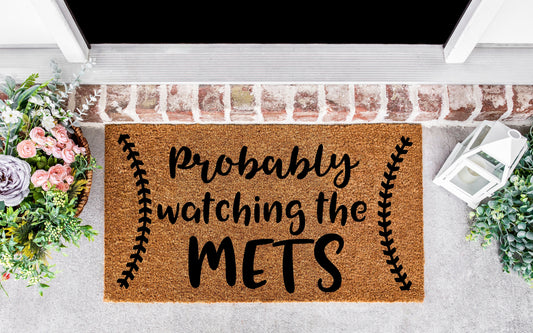 Probably watching the Mets doormat, mets gifts, New York, Metropolitans, New York City, gifts for him, baseball gifts for men