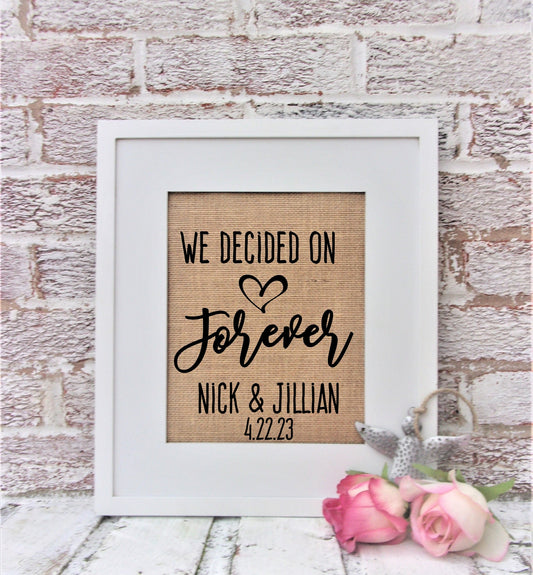We decided on forever, wedding welcome sign, welcome sign wedding, wedding signs, engagement party decorations,bridal shower decorations