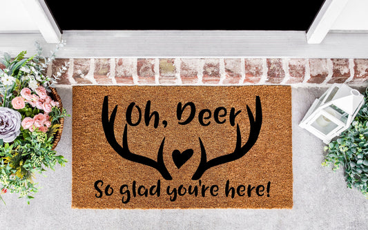 Deer Welcome Mat, deer antlers decor, deer doormat, deer head, lodge decor,deer hunting sign,deer hunting gift, woodland doormat,cabin decor