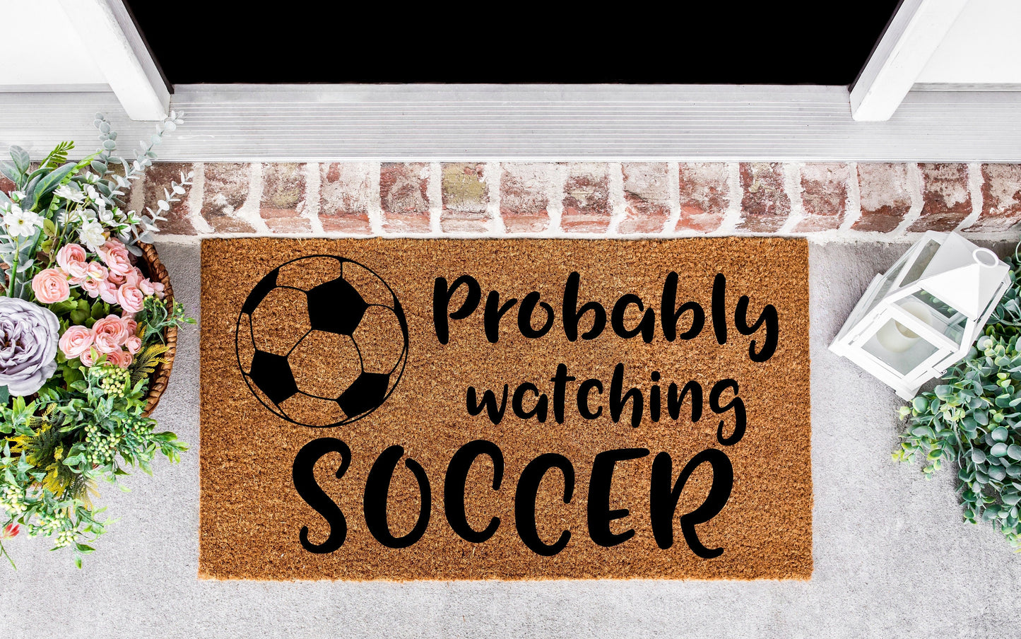 Probably watching Soccer doormat, soccer gifts for men, soccer mom, soccer gifts for men, Panama, soccer player gift, high school soccer