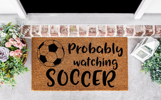 Probably watching Soccer doormat, soccer gifts for men, soccer mom, soccer gifts for men, Panama, soccer player gift, high school soccer